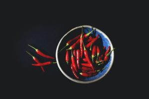 bowl of red chillies