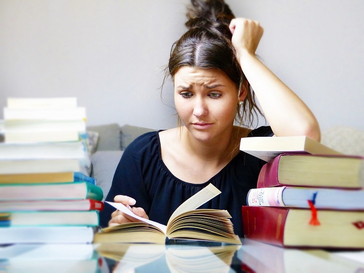 person studying stressed out